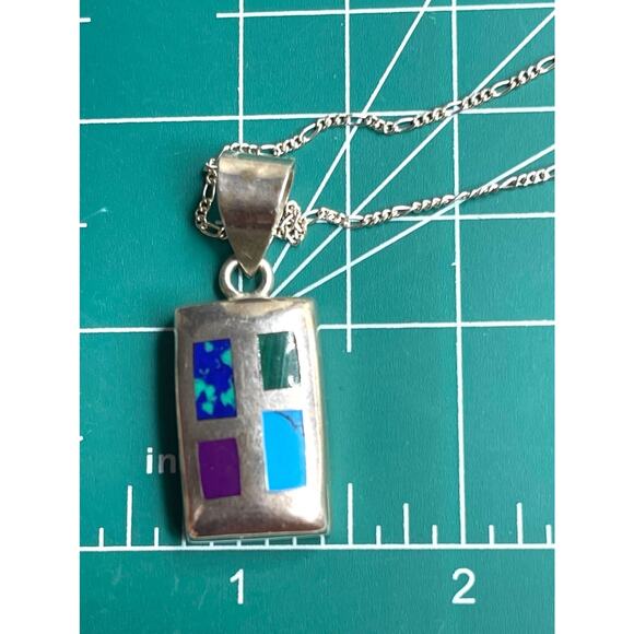 Vintage Silpada Necklace Pendant SIGNED 925 Silver Turquoise Malachite m28 - Picture 5 of 6